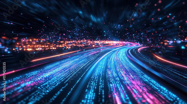Fototapeta Global Communication Through Agile Data Flow in Cyber World Design