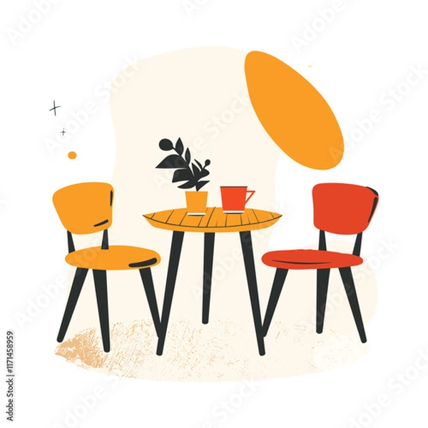 Fototapeta Modern Coffee Shop Architecture Interior Design Restaurant Table Setting Concept