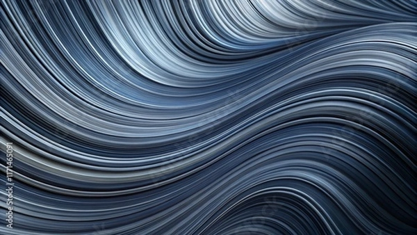 Fototapeta Abstract Blue Wave Curving Lines Composition