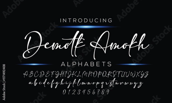 Obraz Classic typography serif font. Uppercase, lowercase, ligatures, ampersand, alternate, and number. Vector illustration word. Lettering Minimal Fashion Designs Romance Elegant.