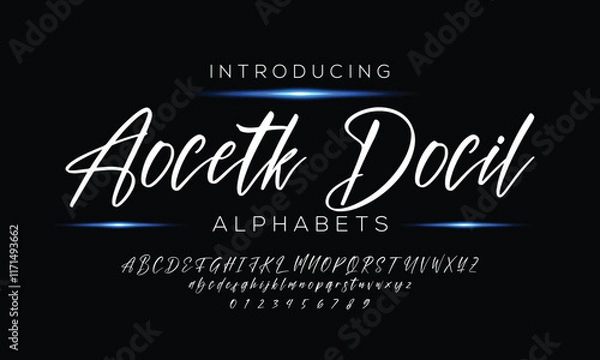 Obraz Classic typography serif font. Uppercase, lowercase, ligatures, ampersand, alternate, and number. Vector illustration word. Lettering Minimal Fashion Designs Romance Elegant.