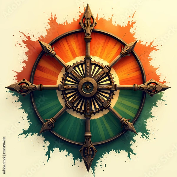 Fototapeta The Indian flag's vibrant designs reflect a fusion of traditional and modern influences, celebrating the spirit of Republic Day, generative ai	