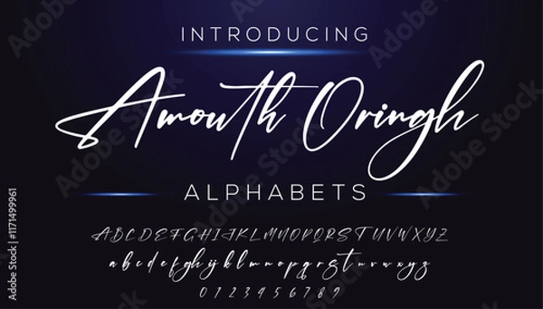 Obraz Classic typography serif font. Uppercase, lowercase, ligatures, ampersand, alternate, and number. Vector illustration word. Lettering Minimal Fashion Designs Romance Elegant.