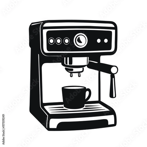 Fototapeta coffee machine silhouette vector illustration on white background