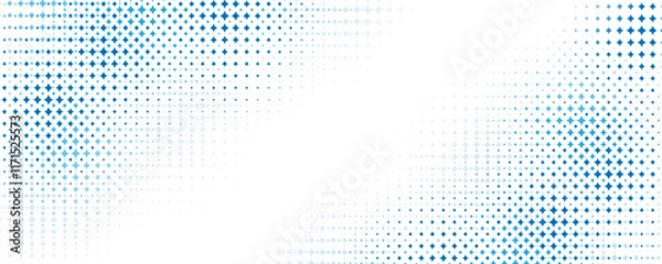 Obraz Abstract blue geometric halftone dotted pattern frame on white background. There is space in the center for your text or letters. Fade out dot pattern scene. Art & Illustration.