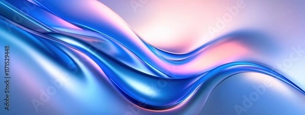 Fototapeta Abstract fluid waves, vibrant gradient, pink to blue, smooth curves, dynamic flow, glossy surface, ethereal glow, digital art, colorful background, futuristic design, 3D render, high contrast, ultra H