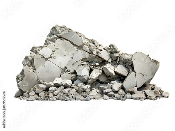 Fototapeta broken concrete isolated on transparent or white background, png cutout