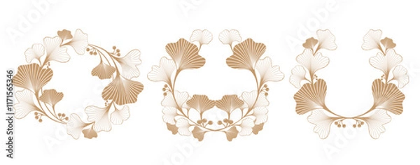 Obraz gold ginkgo plant frame background