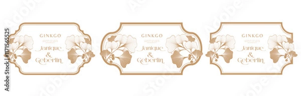 Obraz gold ginkgo plant frame background for document