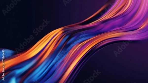 Fototapeta Abstract fluid waves, vibrant colors, dynamic swirls, orange and purple gradients, cosmic energy, smooth curves, digital art, high contrast, motion blur effect, futuristic design, 8K resolution, ultra