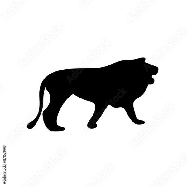 Fototapeta Lion silhouette isolated on white background. side view. vector design element eps 10