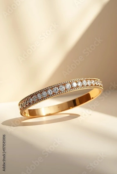 Fototapeta Gold jewelry Bangle with diamond beautiful Soft macro focus photography
