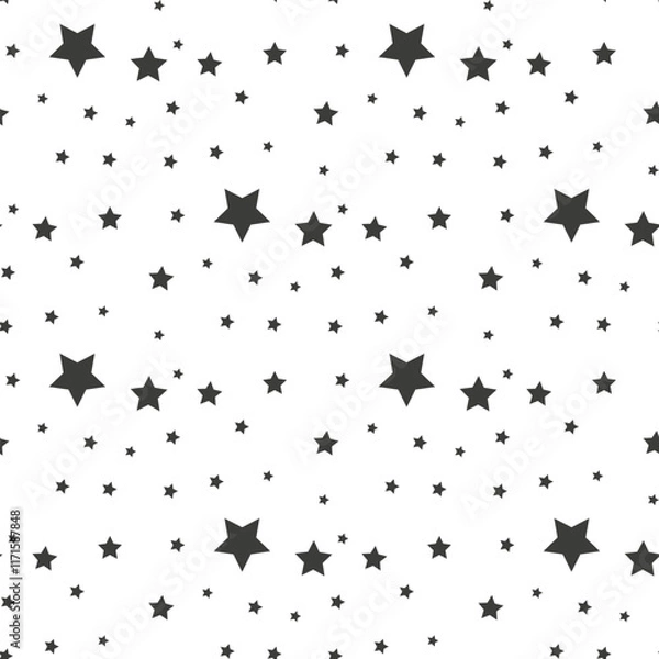 Fototapeta Star seamless pattern. Repeating black stars isolated on white background. repeated simple prints for design. Abstract monocrome lattice. Repeat sample. Geometric random texture. Vector illustration