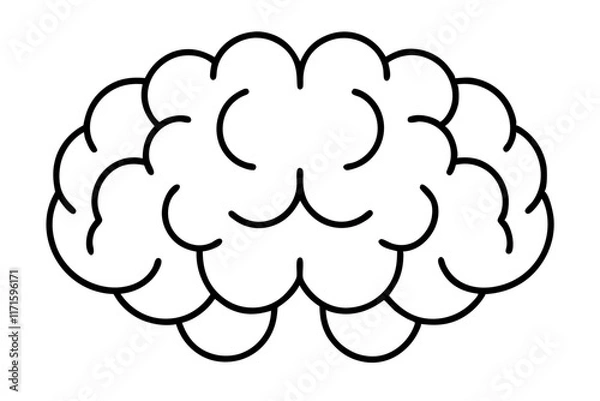 Fototapeta Human Brain Line Art Vector Illustration - Minimalist Brain Sketch

