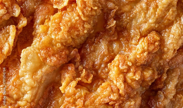 Fototapeta close up of fried chicken texture crispy golden schnitzel 