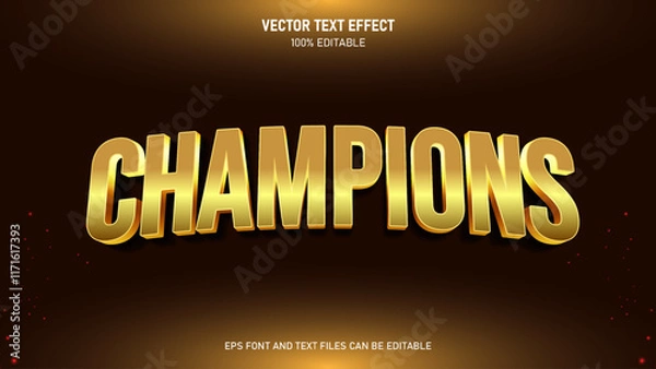 Fototapeta Champions 3d style editable text effect