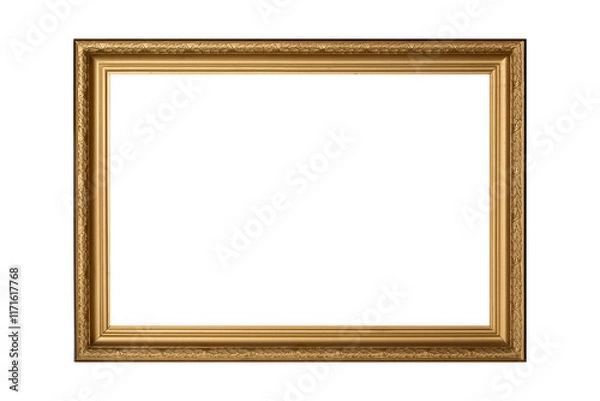 Obraz Vintage old retro wooden golden frame isolated on white.