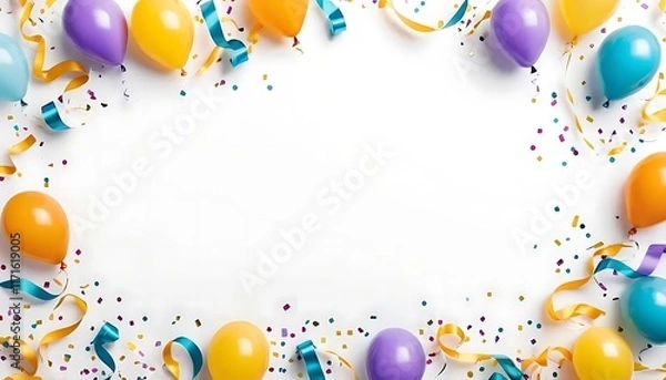 Fototapeta Festive Frame: Vibrant Streamers and Confetti Burst
