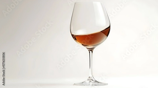Obraz Isolated elegant wine glass with a slight curve isolated on solid white background.