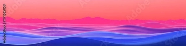 Fototapeta Abstract landscape with wavy patterns and gradient colors, evoking a serene atmosphere.