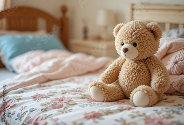 Fototapeta teddy bear on bed