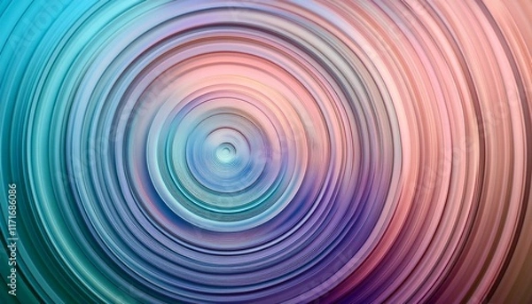 Fototapeta Abstract concentric circles in calming pastel shades.