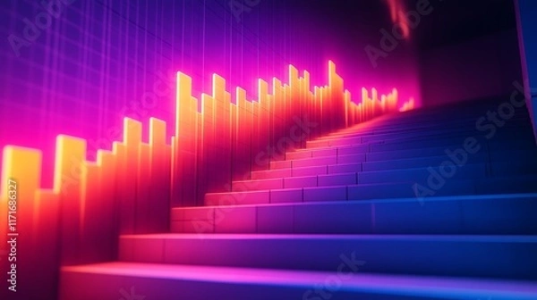 Obraz A graph showing steady financial growth in vibrant colors.