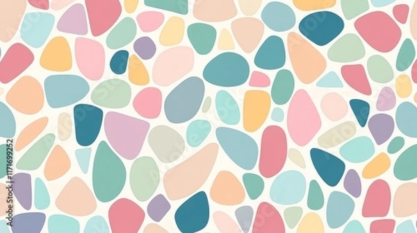 Fototapeta A colorful abstract pattern featuring smooth, irregular shapes in pastel hues.
