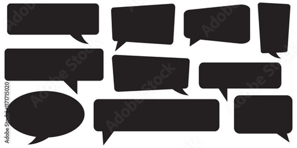 Fototapeta Speech bubble, speech balloon, chat bubble line art icon for apps and websites. Set of speech bubble, comic sticker, chat box and empty social media message balloon silhouette or communication network