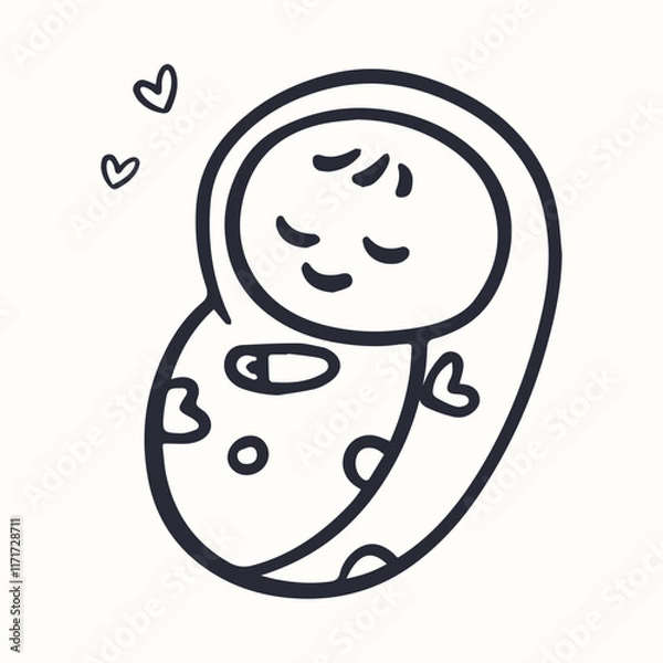 Fototapeta cute baby doodle in swaddle