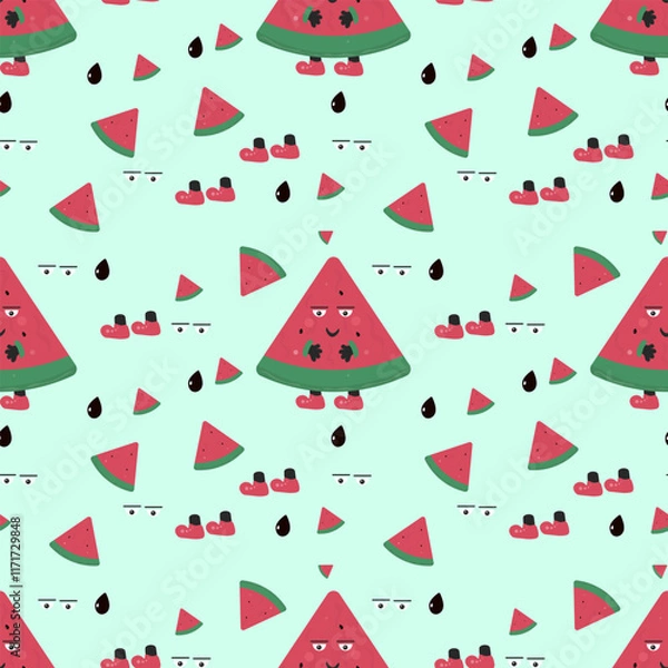 Obraz cheerful colorful pattern with watermelon slices