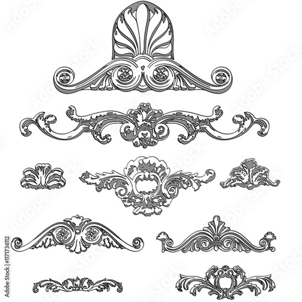 Obraz Greek vector shape, stucco decoration, cartouche