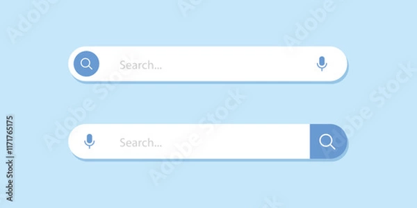 Fototapeta Internet browser search bar frame. Search engine for UI UX design and web browser template. Collection of search box button address form and navigation bar elements.