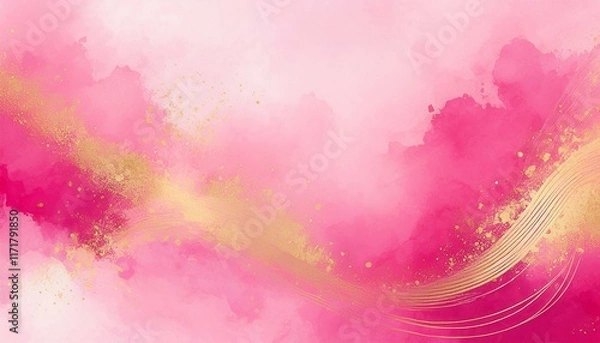 Fototapeta abstract spring pink background with a pink and gold watercolor pattern high resolution background for text and design