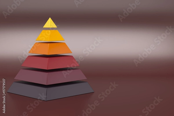 Fototapeta Conceptual 6 layers hierarchy pyramid.3D illustration