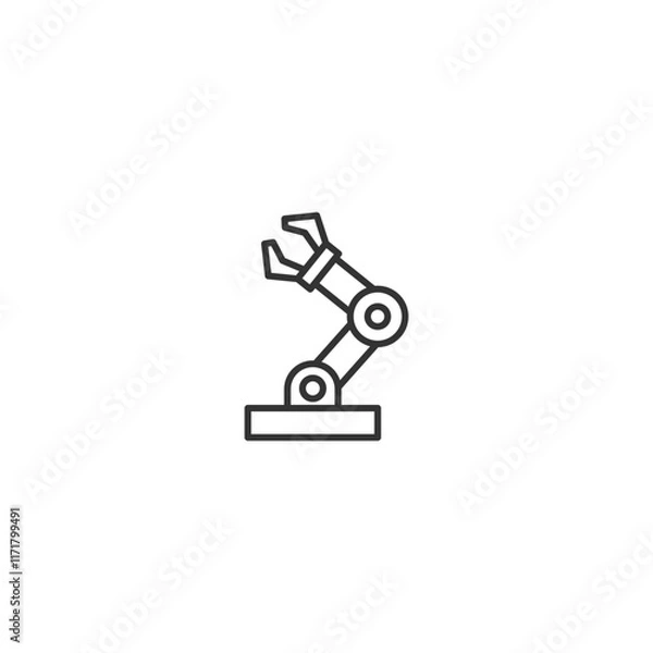 Fototapeta Minimalist line drawing of a robotic arm on a white background