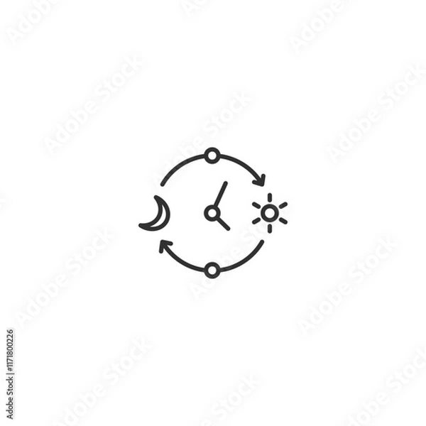 Fototapeta Minimalistic day and night cycle icon representing time concept in black and white
