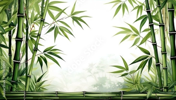 Obraz bamboo plants in the center of the image against a white backdrop perfect for zen concepts and nature themes isolated generative ai bamboo forest
