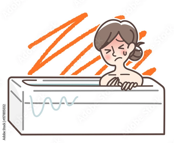 Fototapeta お風呂での事故注意のイラスト