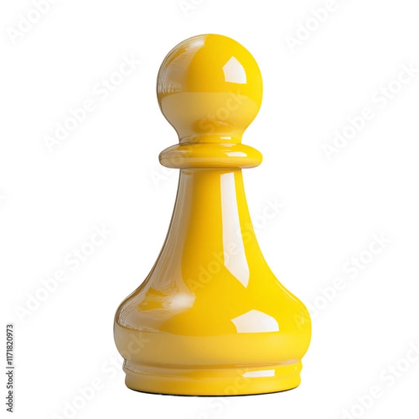 Fototapeta yellow chess pawn game piece strategy isolated on a white background