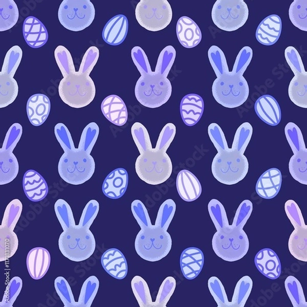 Fototapeta Spring animals seamless Easter rabbit pattern for wrapping paper and fabrics