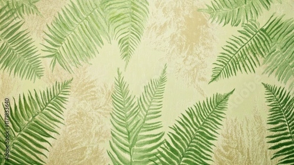 Fototapeta Lush Green Fern Backdrop. Capturing the Beauty of Botanical Leaf Patterns and Natural Bracken Serenity