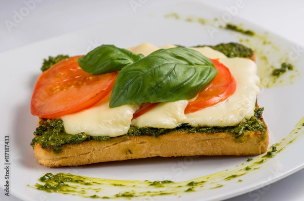 Obraz with ciabatta and cheese snack