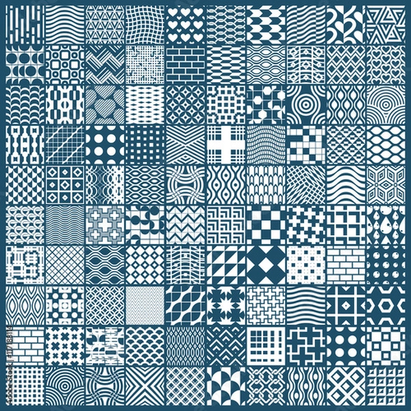 Fototapeta Collection of vector abstract seamless compositions, symmetric o