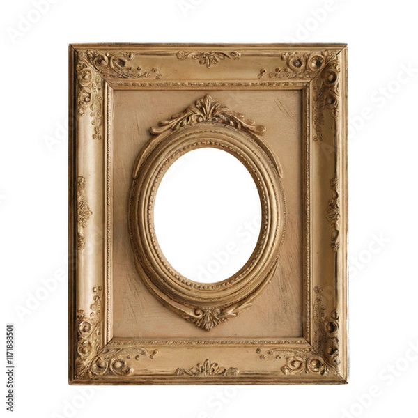 Obraz Rectangular gold frame with details