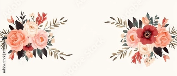 Fototapeta Two enchanting flowers bloom side by side, their vibrant colors and delicate petals whispering sweet secrets of love and affection this Valentine's Day.