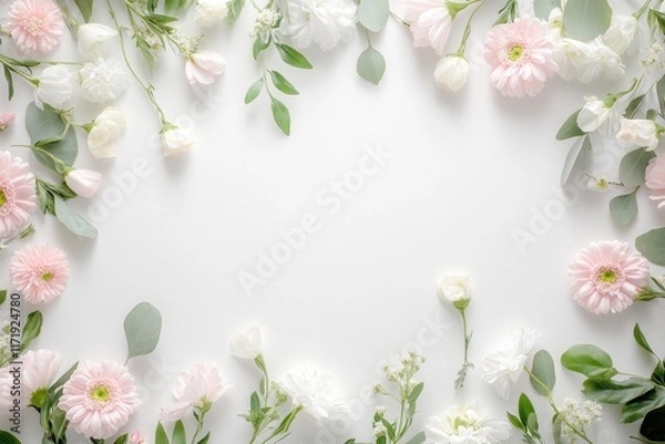 Fototapeta A stunning square frame showcases vibrant flowers and lush leaves, creating a romantic ambiance perfect for celebrating love on Valentine's Day.