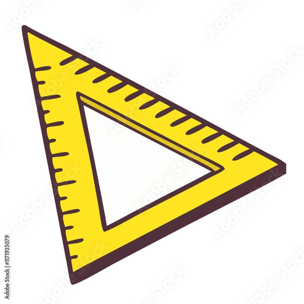 Obraz Yellow Triangular Ruler for Education Vector Illustration