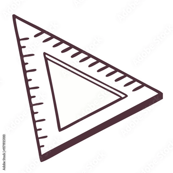 Obraz Yellow Outline Triangular Ruler for Education Vector Illustration