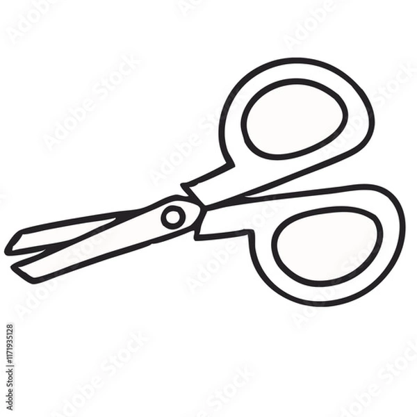 Obraz Blue Outline Scissors Vector Illustration